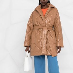 STAND STUDIO MAXIM WRAP VEGAN LEATHER PUFFER JACKET